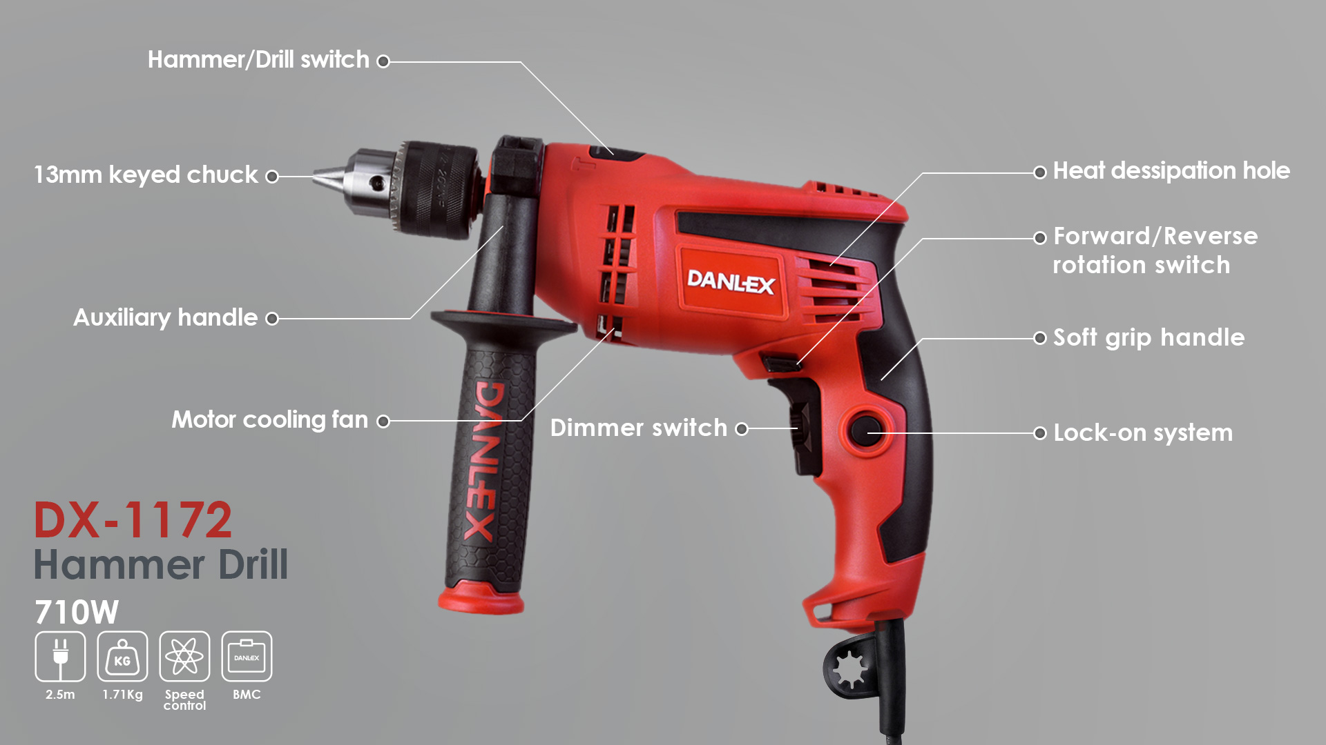 710w hammer drill technical data dx-1172