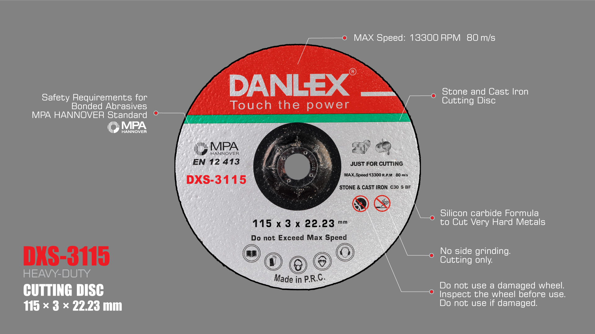 مشخصات صفحه برش سنگ 115 میلمیتری دنلکس مدل DXS-3115
