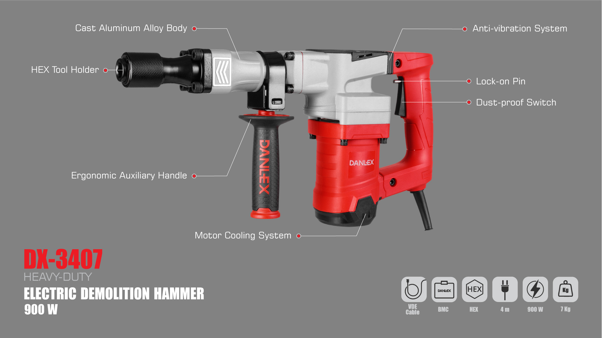 مشخصات فنی چکش تخریب برقی دنلکس مدل DX-3407