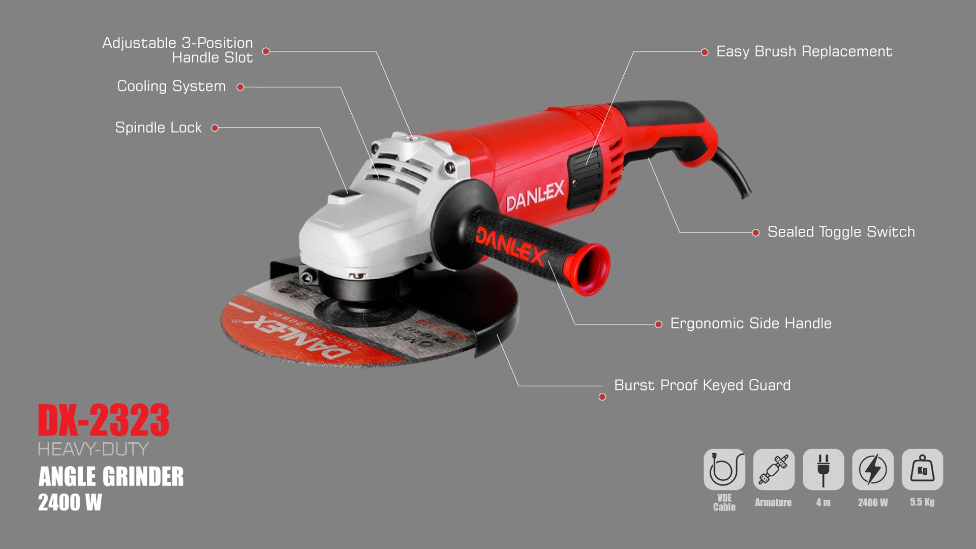 فرز سنگبری دنلکس 230 میلیمتر 2400 وات مدل DX-2323 بررسی-فرز-سنگبری-2400-وات-دنلکس-مدل-DX-2323