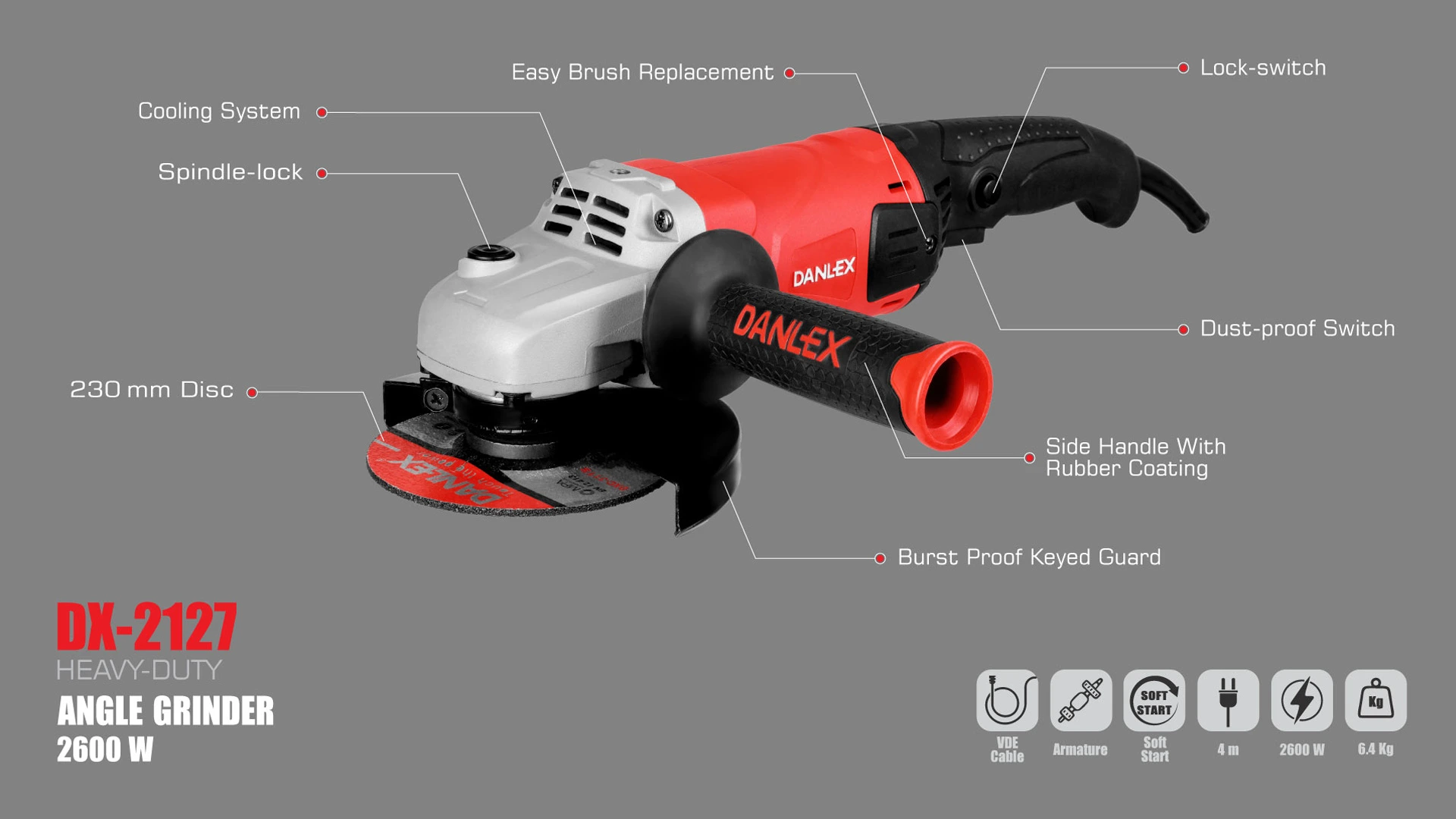 فرز سنگبری دنلکس 230 میلیمتر 2600 وات مدل DX-2127 بررسی-فرز-سنگبری-2600-وات-دنلکس-مدل-DX-2127